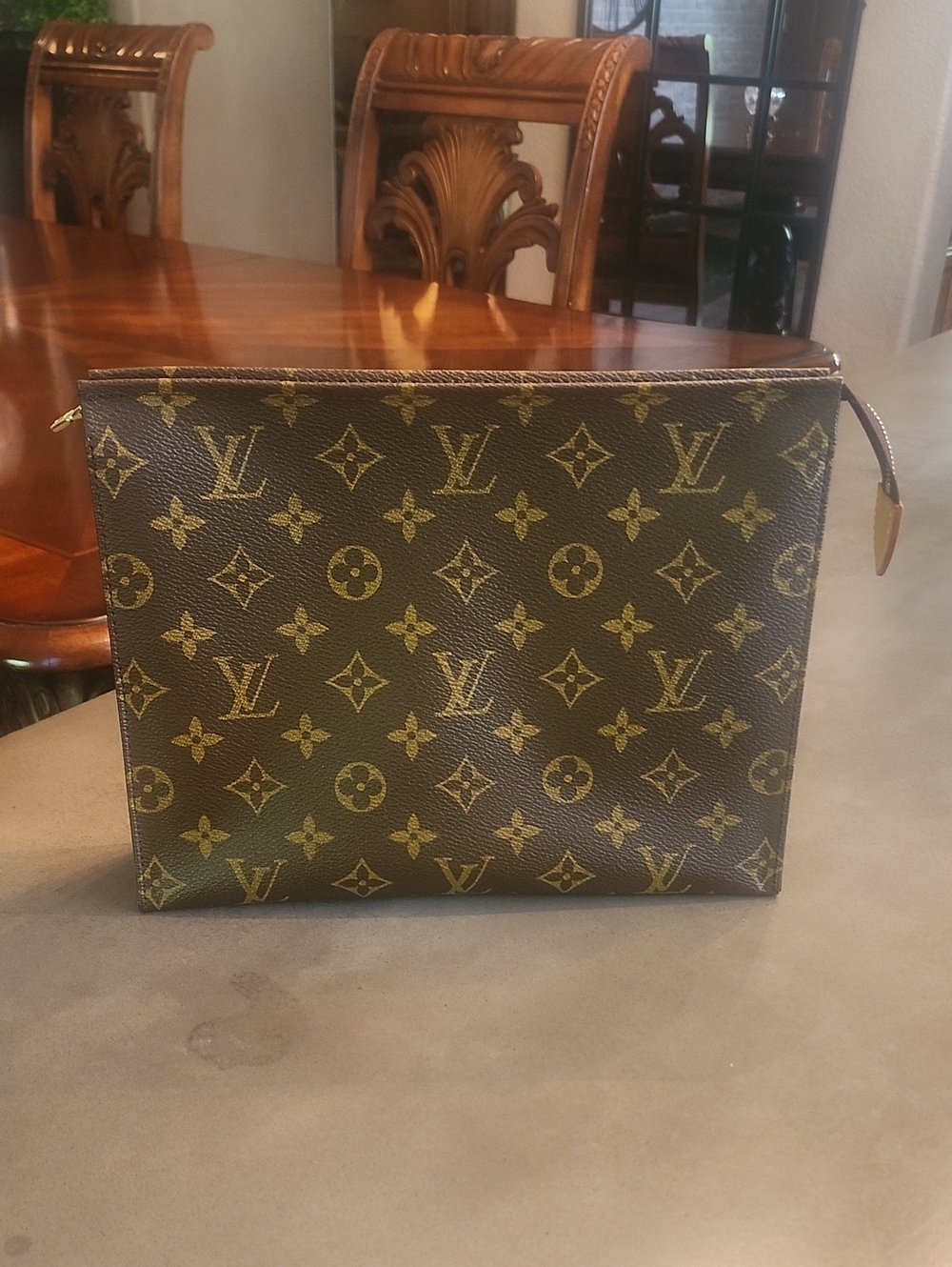 Louis Vuitton Monogram Canvas Toiletry Pouch in Brown and Gold